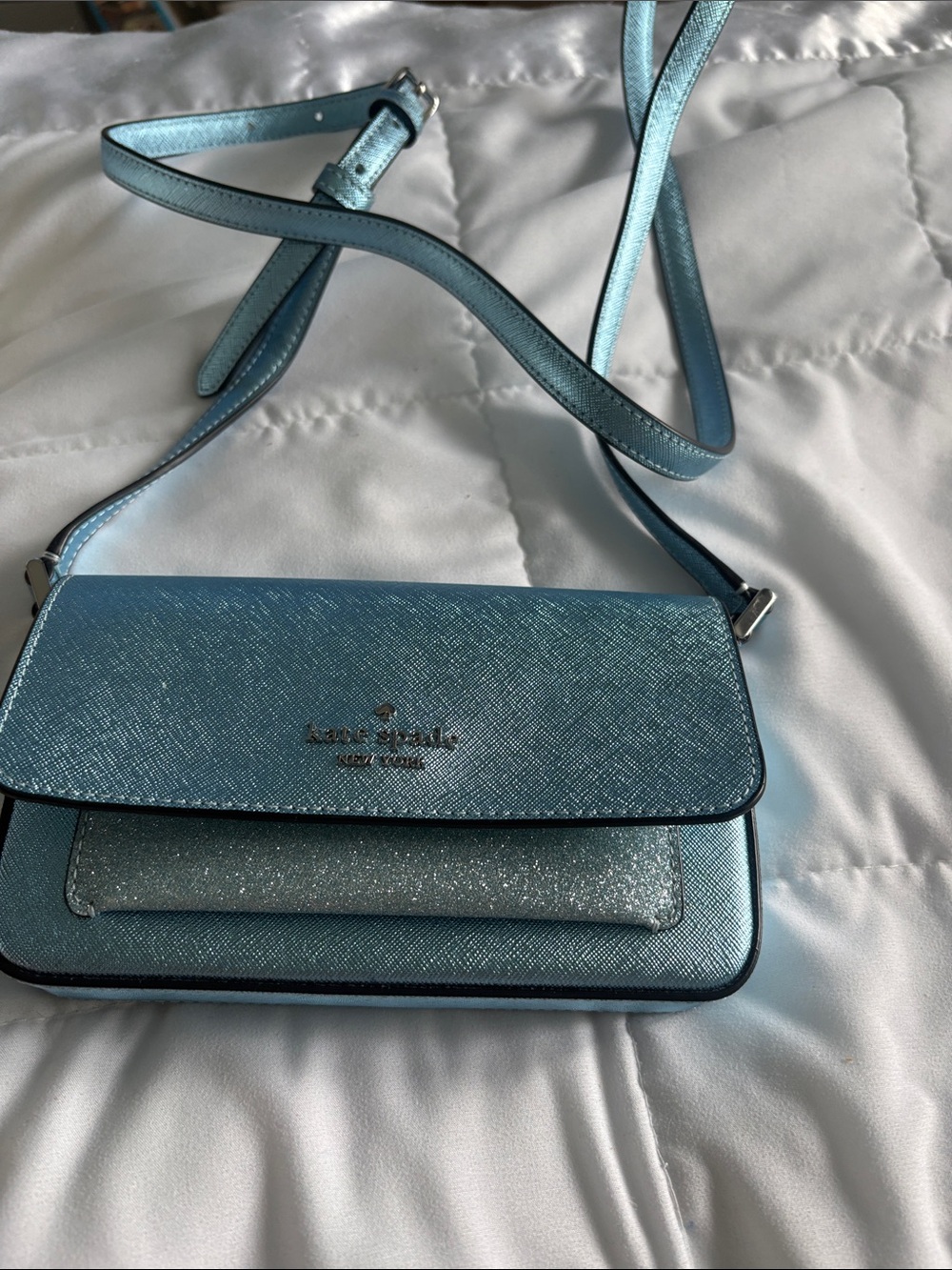 kate spade metallic sky blue crossbody bag